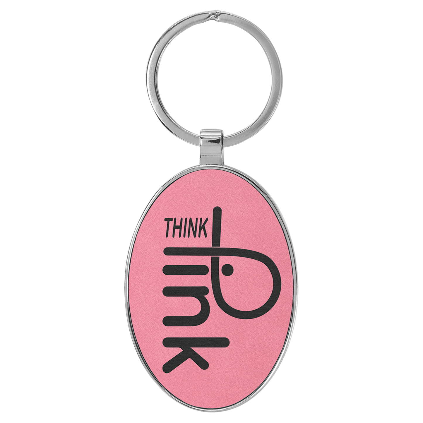 Leatherette/Metal Oval Keychain