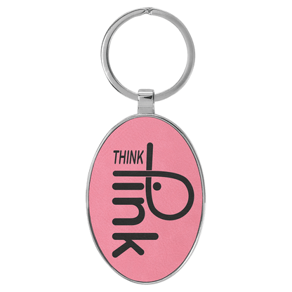 Leatherette/Metal Oval Keychain