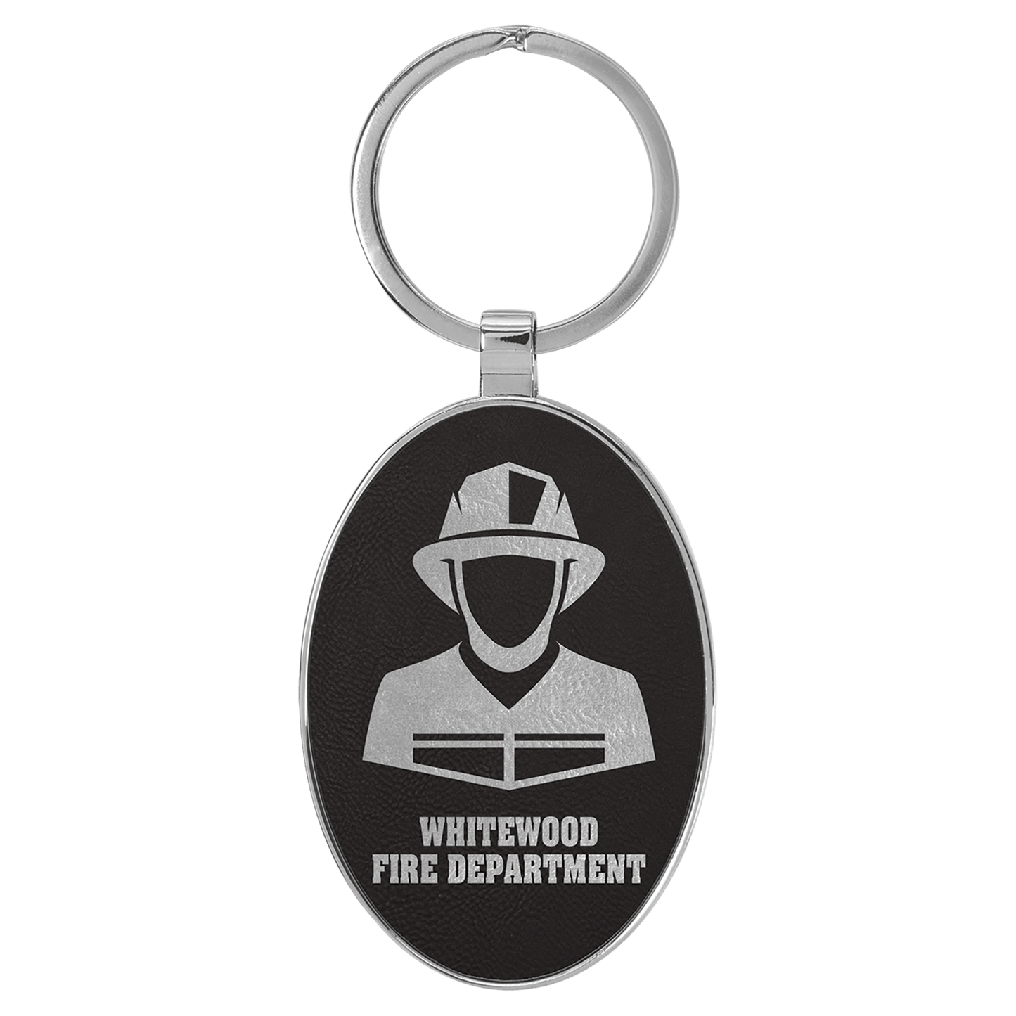 Leatherette/Metal Oval Keychain