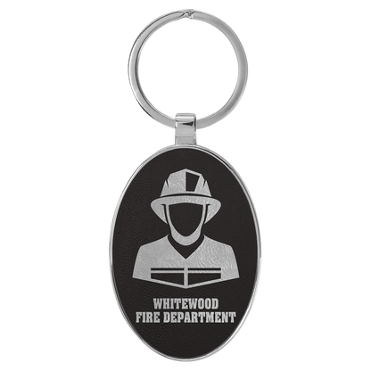 Leatherette/Metal Oval Keychain