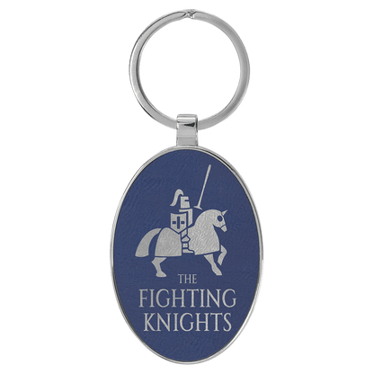 Leatherette/Metal Oval Keychain