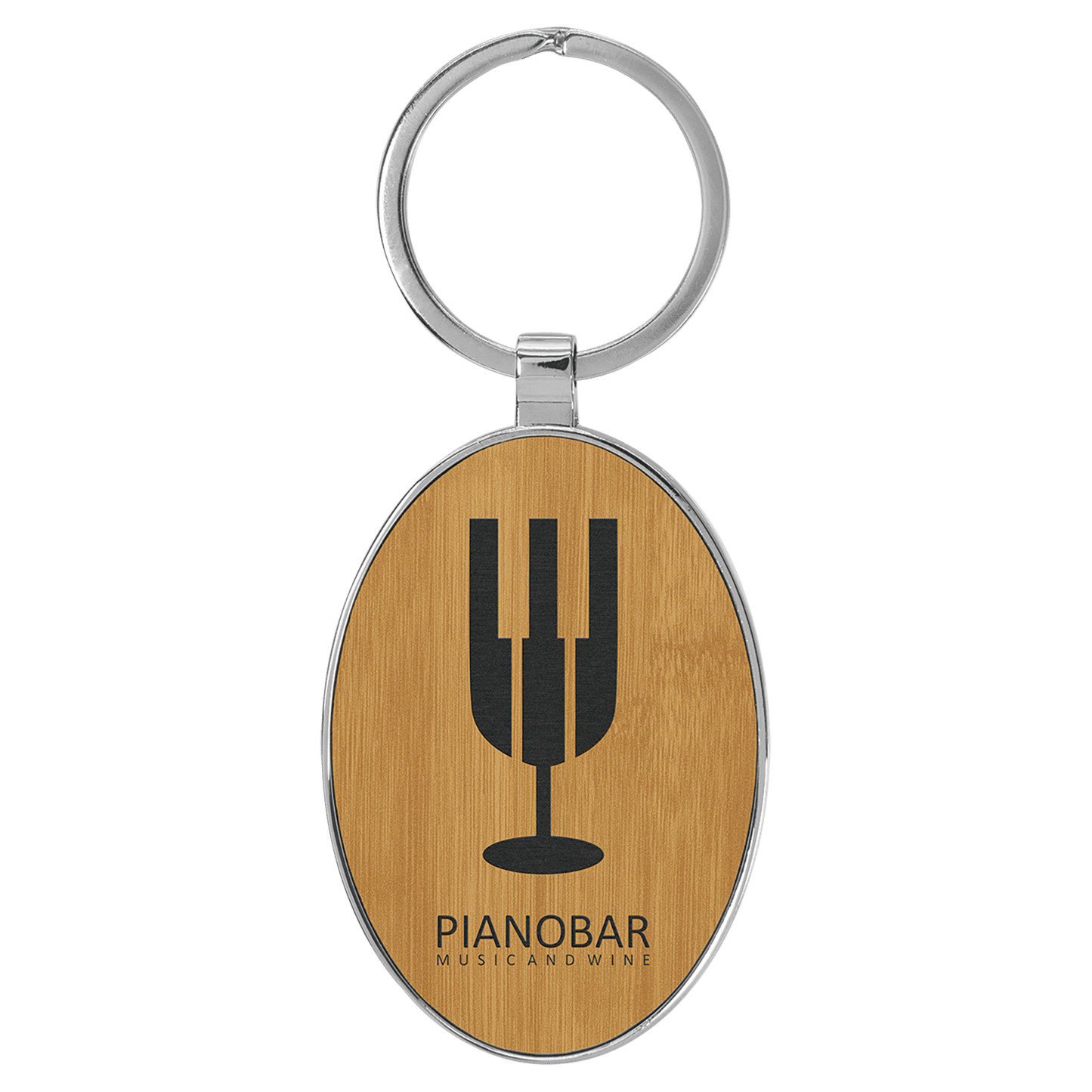 Leatherette/Metal Oval Keychain
