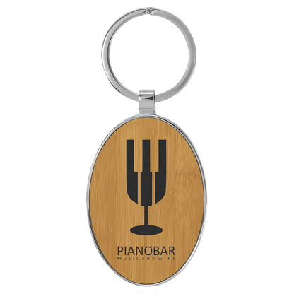 Leatherette/Metal Oval Keychain