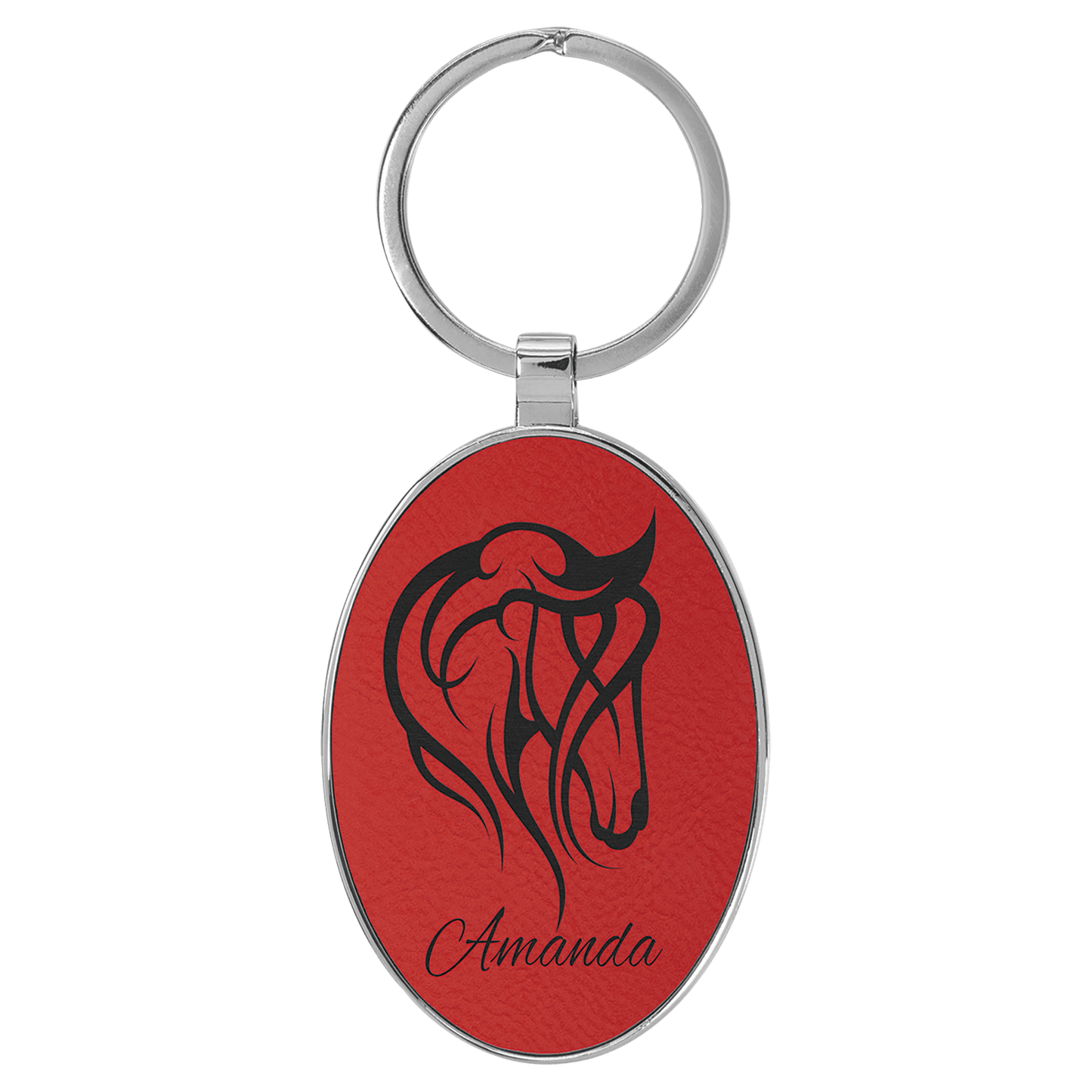 Leatherette/Metal Oval Keychain