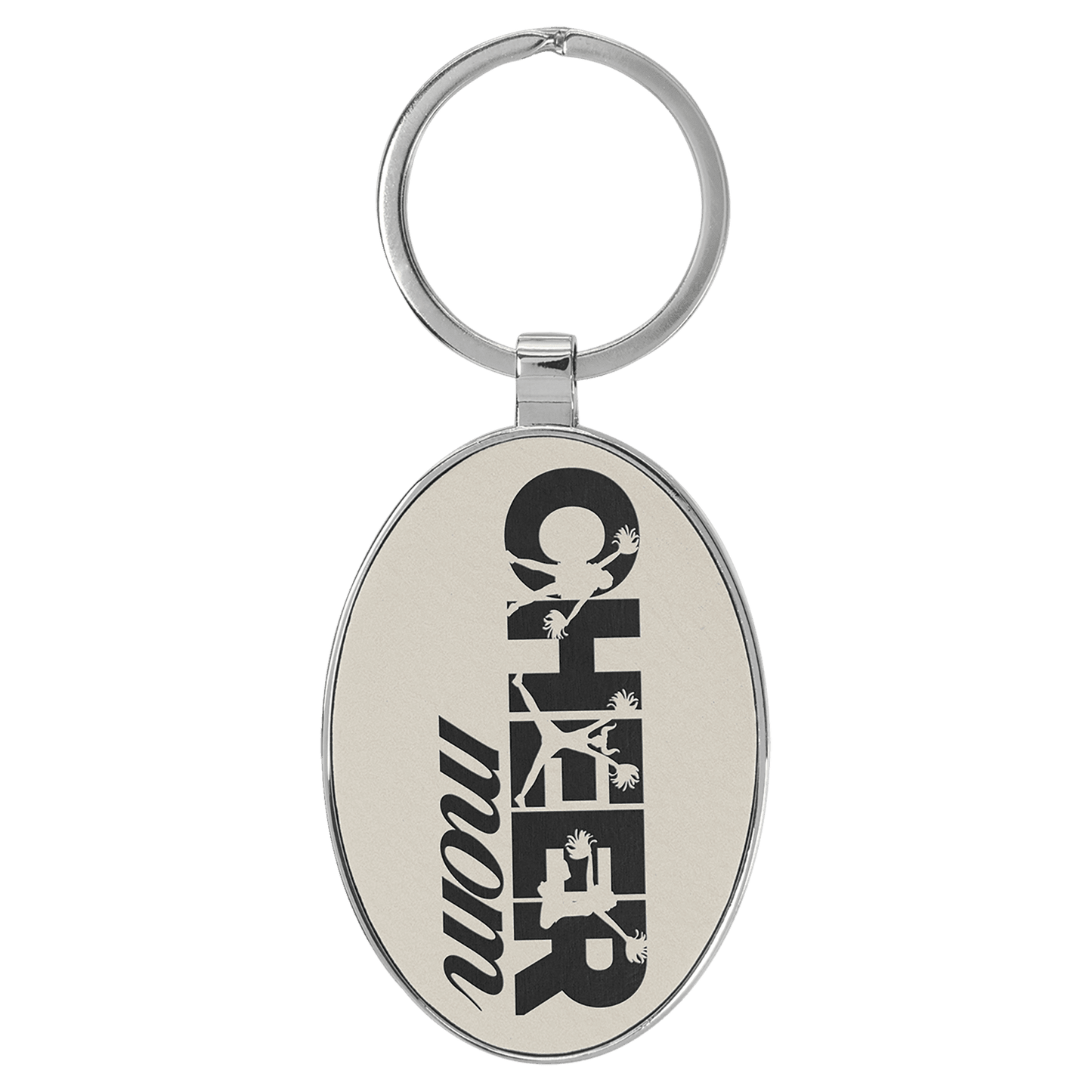 Leatherette/Metal Oval Keychain