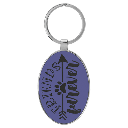 Leatherette/Metal Oval Keychain