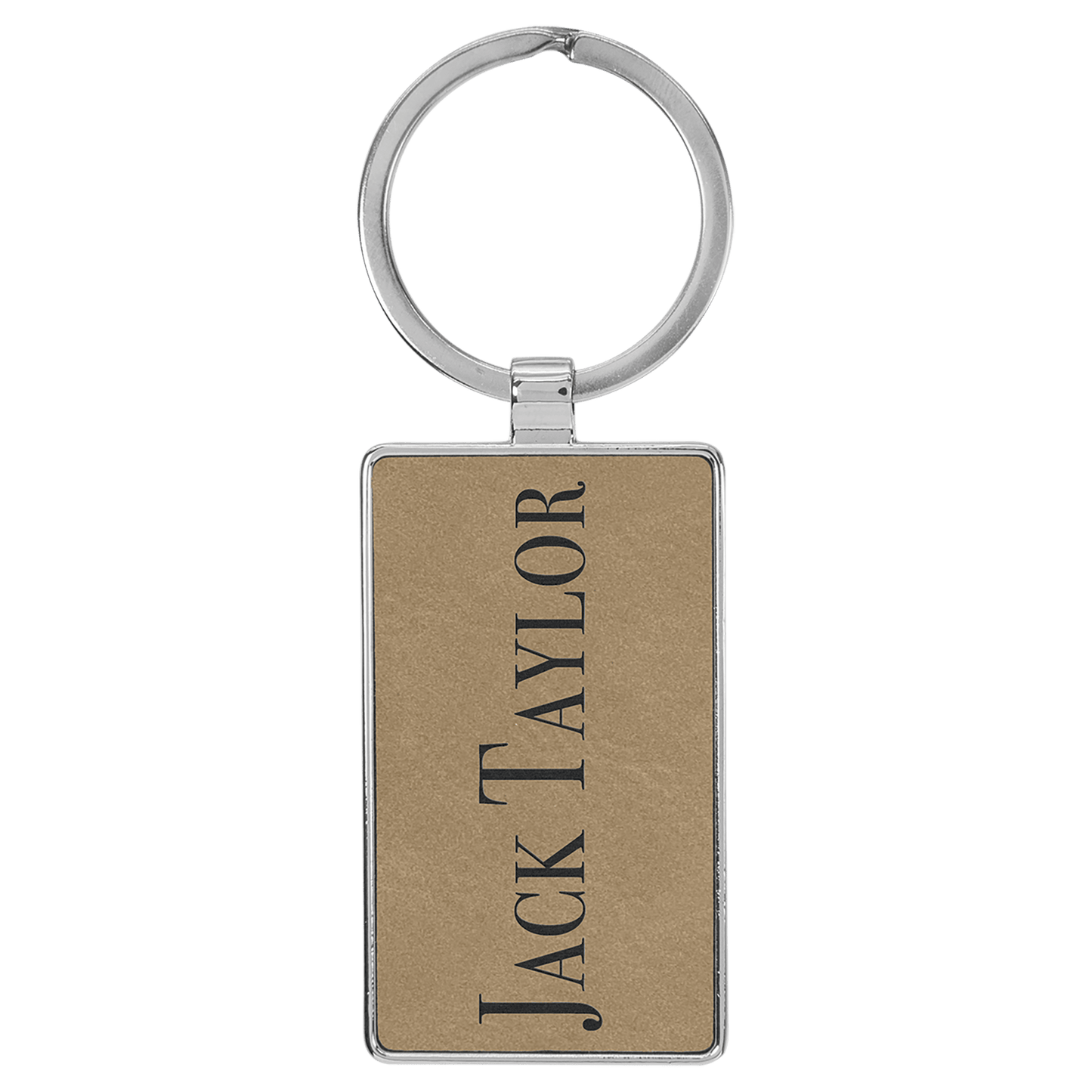 Leatherette/Metal Rectangle Keychain