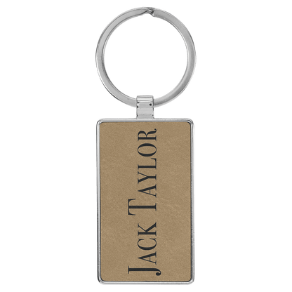 Leatherette/Metal Rectangle Keychain