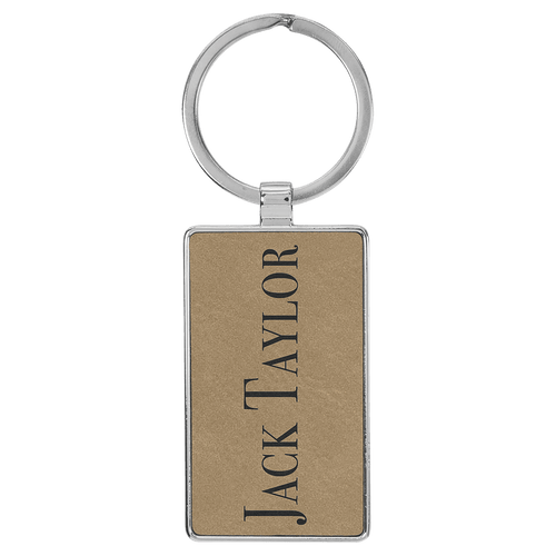 Leatherette/Metal Rectangle Keychain