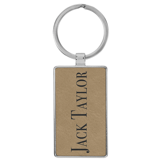 Leatherette/Metal Rectangle Keychain