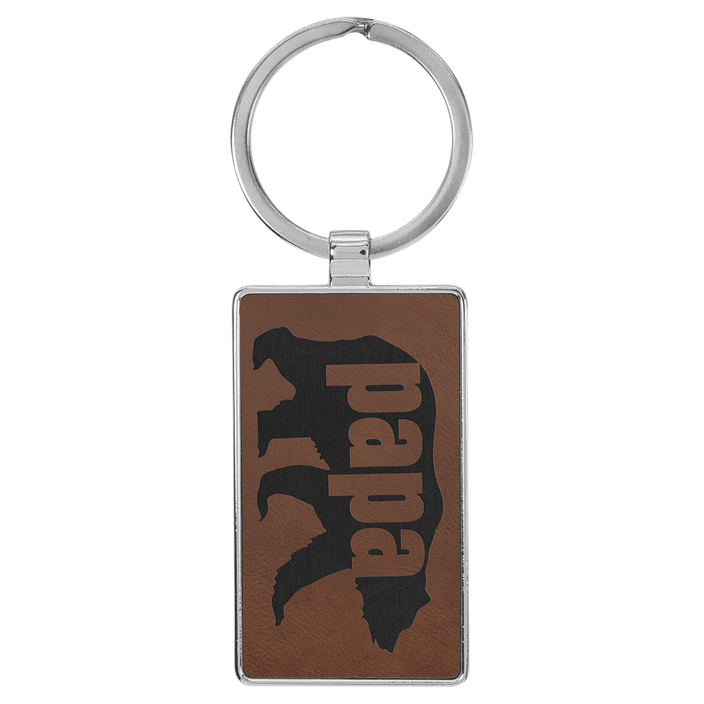 Leatherette/Metal Rectangle Keychain