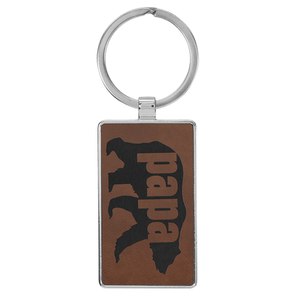 Leatherette/Metal Rectangle Keychain