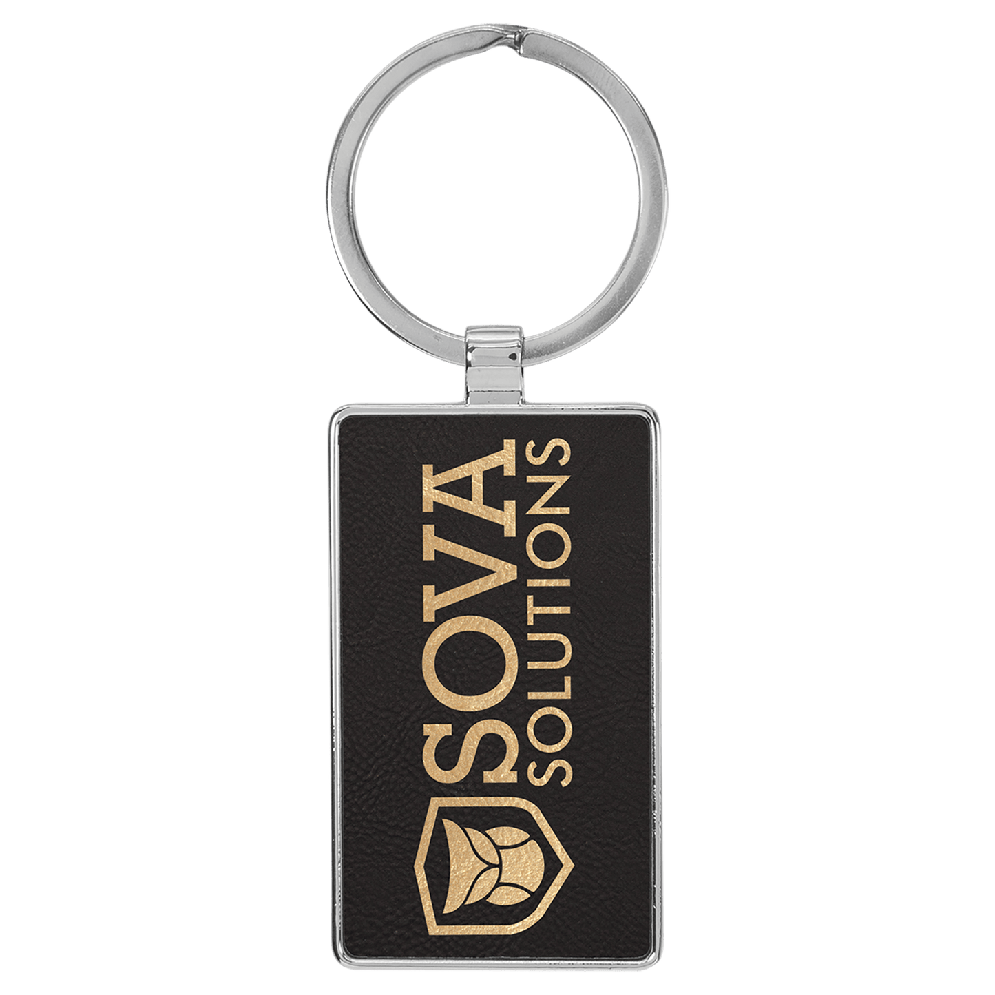 Leatherette/Metal Rectangle Keychain