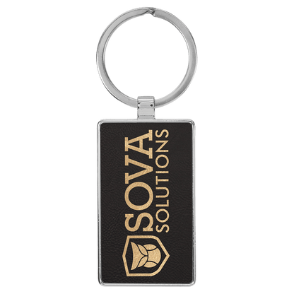 Leatherette/Metal Rectangle Keychain