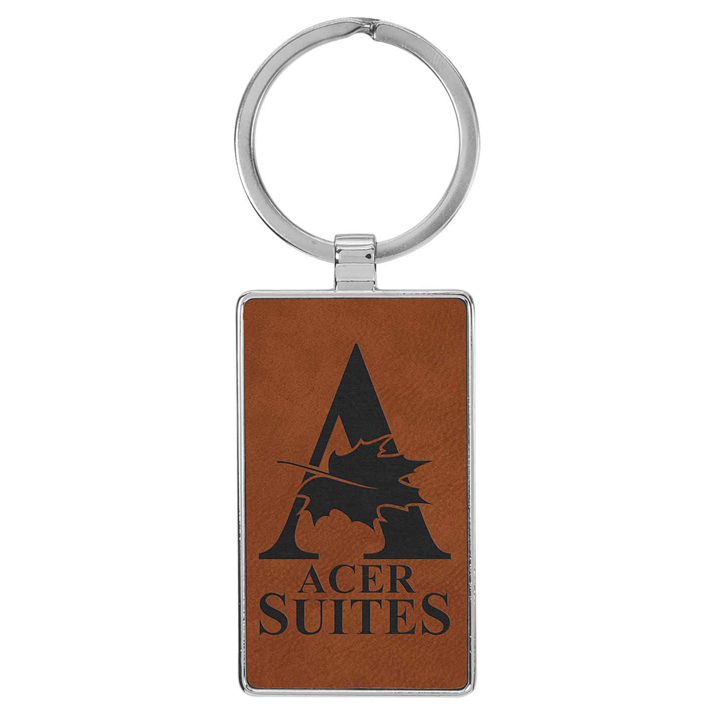 Leatherette/Metal Rectangle Keychain