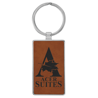 Leatherette/Metal Rectangle Keychain