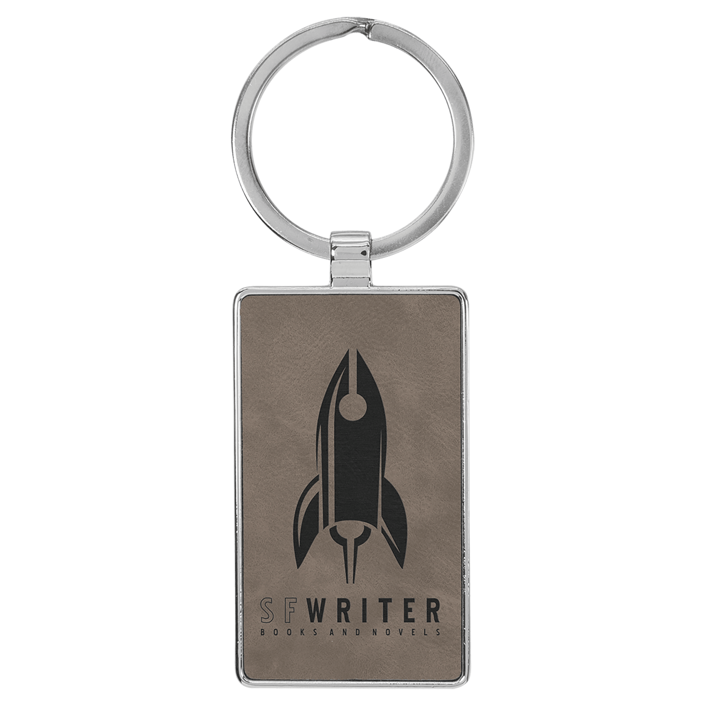 Leatherette/Metal Rectangle Keychain