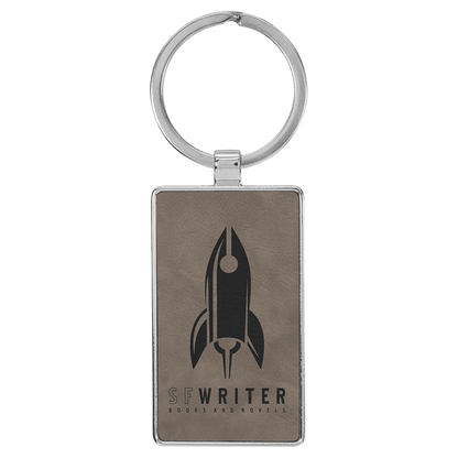 Leatherette/Metal Rectangle Keychain