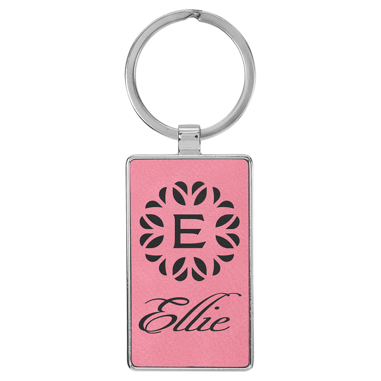 Leatherette/Metal Rectangle Keychain