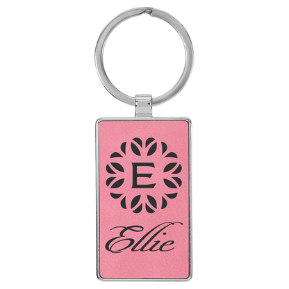 Leatherette/Metal Rectangle Keychain