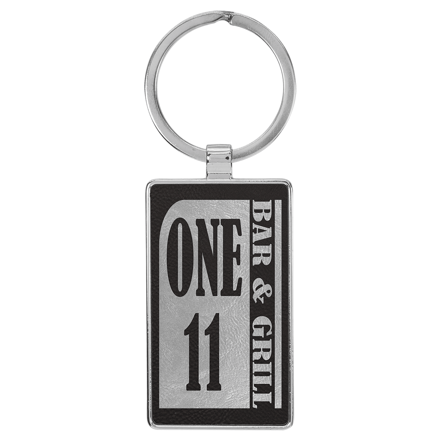 Leatherette/Metal Rectangle Keychain