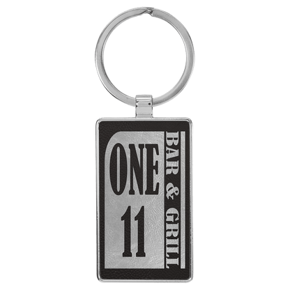 Leatherette/Metal Rectangle Keychain