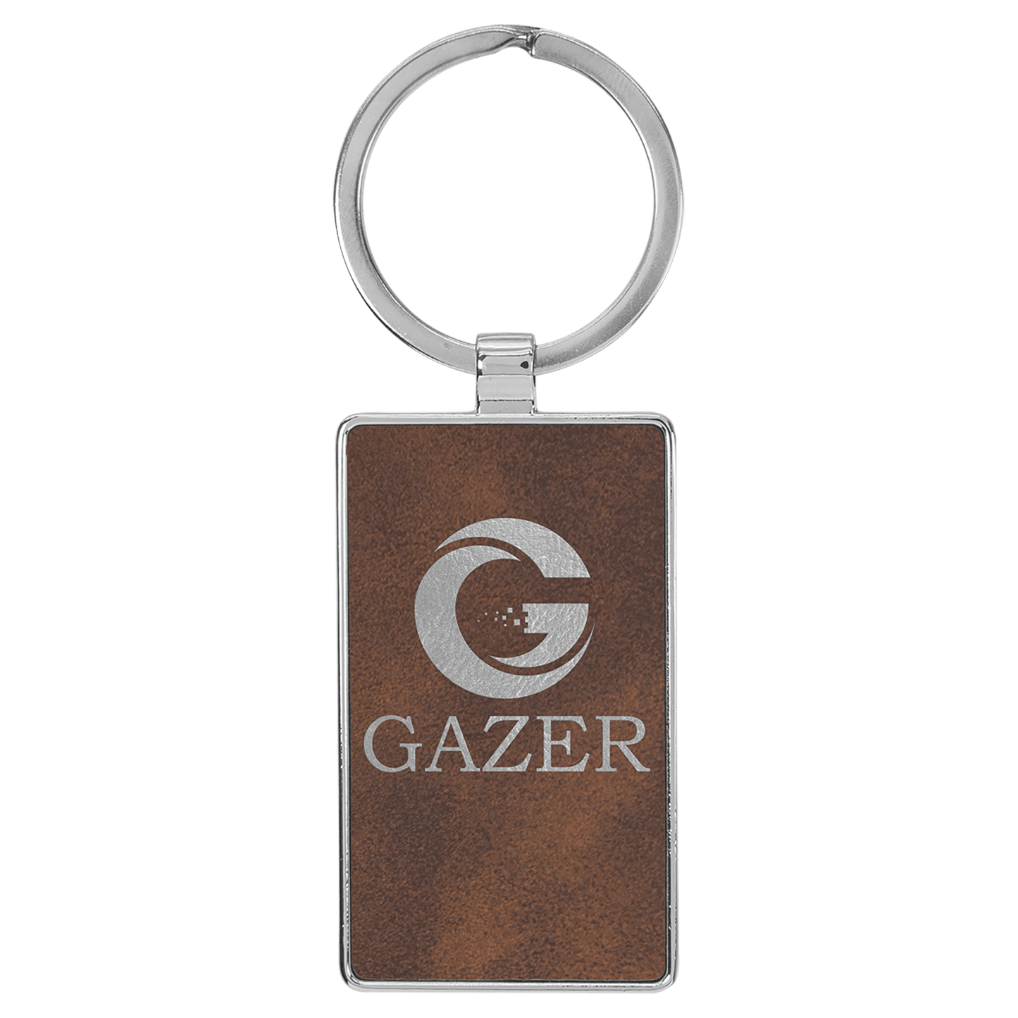 Leatherette/Metal Rectangle Keychain