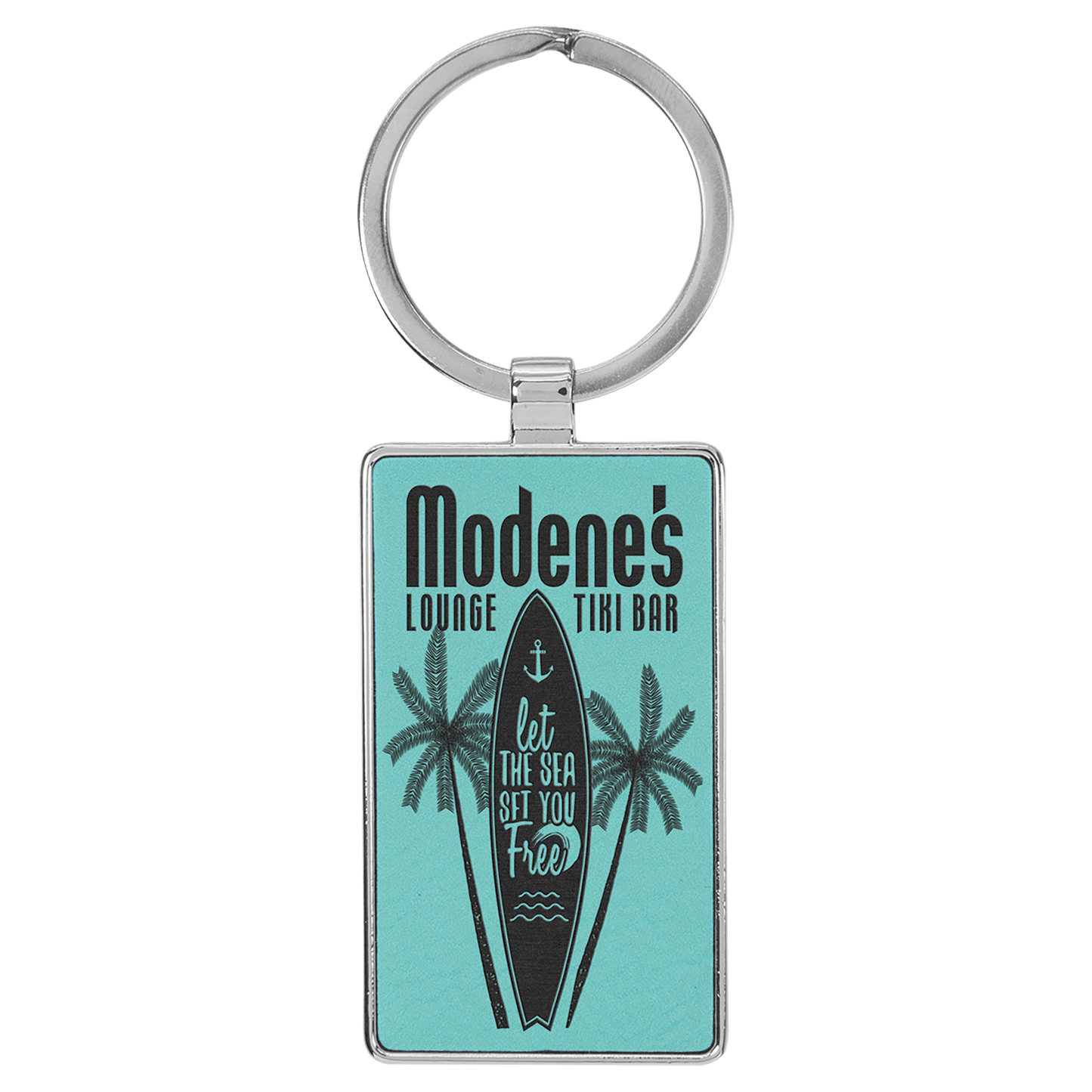 Leatherette/Metal Rectangle Keychain