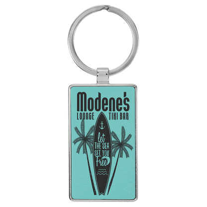 Leatherette/Metal Rectangle Keychain