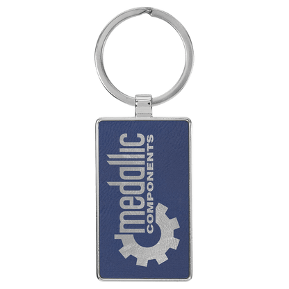 Leatherette/Metal Rectangle Keychain
