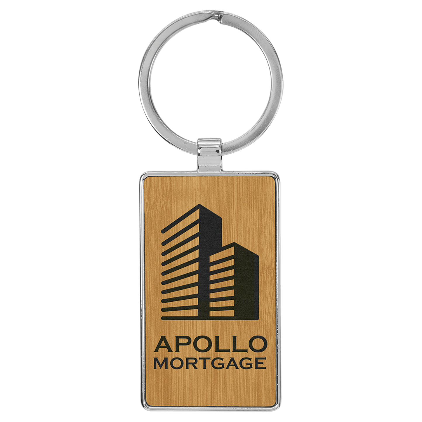 Leatherette/Metal Rectangle Keychain