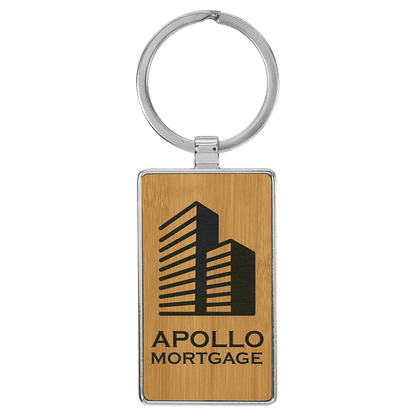 Leatherette/Metal Rectangle Keychain