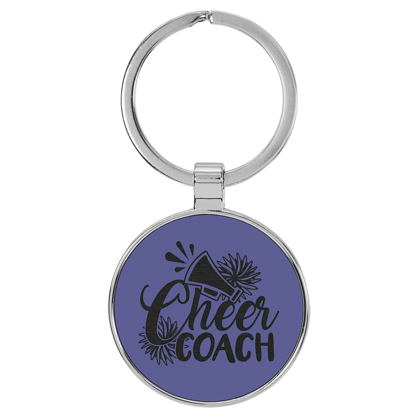 Leatherette/Metal Round Keychain