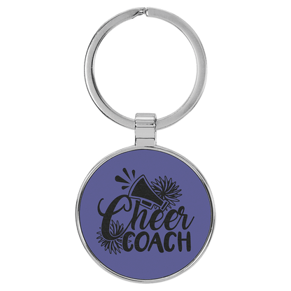 Leatherette/Metal Round Keychain