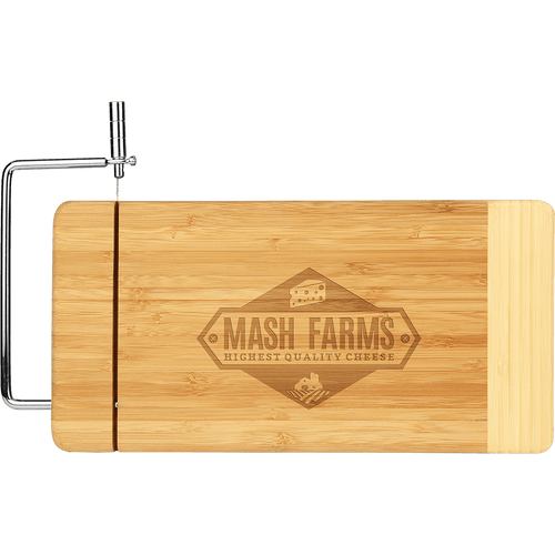 Bamboo Rectangle Cutting Board with Metal Cheese Cutter
