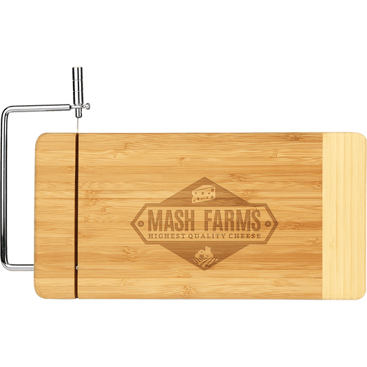 Bamboo Rectangle Cutting Board with Metal Cheese Cutter