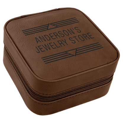 Leatherette Travel Jewelry Box with Tan Lining