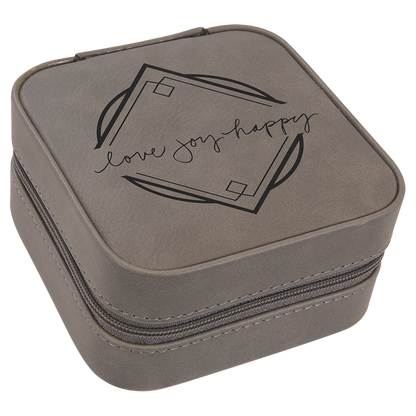 Leatherette Travel Jewelry Box with Tan Lining