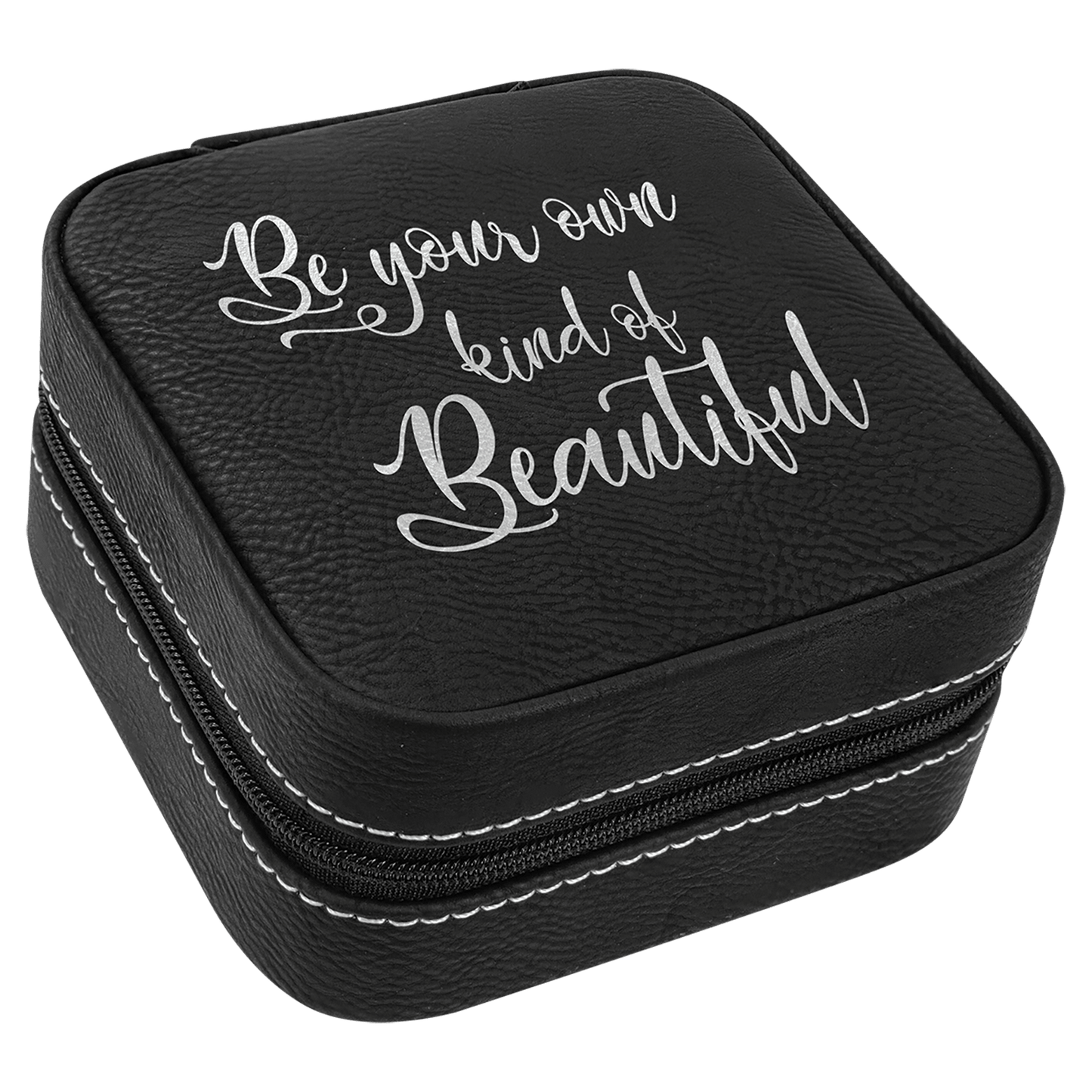 Leatherette Travel Jewelry Box with Tan Lining