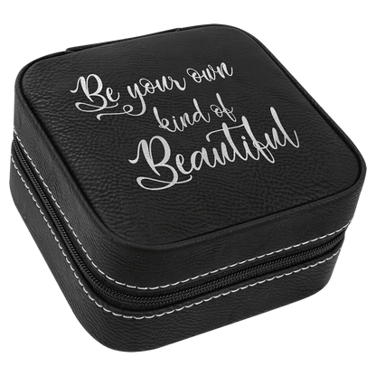 Leatherette Travel Jewelry Box with Tan Lining