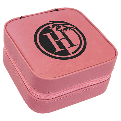 Leatherette Travel Jewelry Box with Tan Lining
