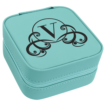 Leatherette Travel Jewelry Box with Tan Lining