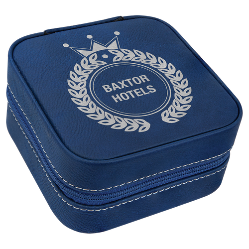 Leatherette Travel Jewelry Box with Tan Lining