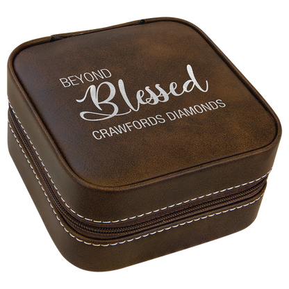 Leatherette Travel Jewelry Box with Tan Lining