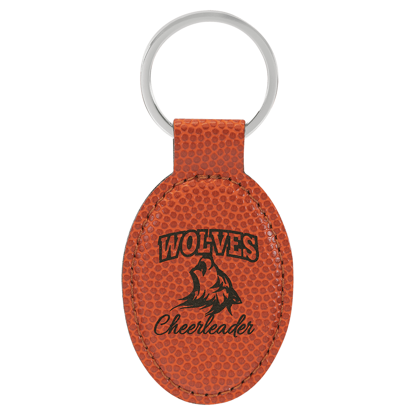 Basketball Leatherette Oval Keychain