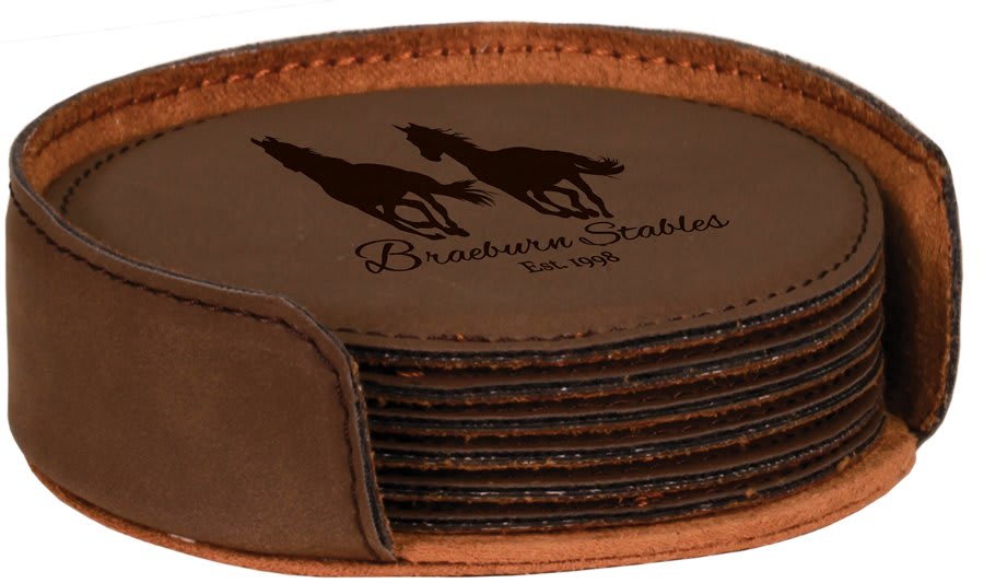 Round Leatherette 6-Coaster Set