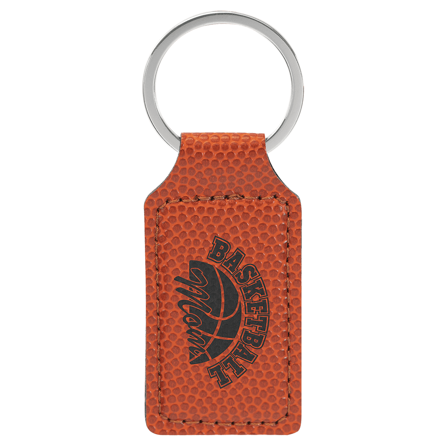 Basketball Leatherette Rectangle Keychain