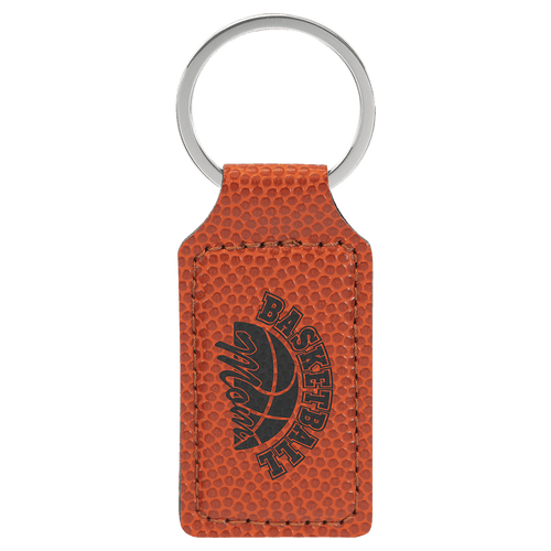 Basketball Leatherette Rectangle Keychain