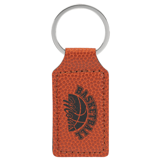 Basketball Leatherette Rectangle Keychain