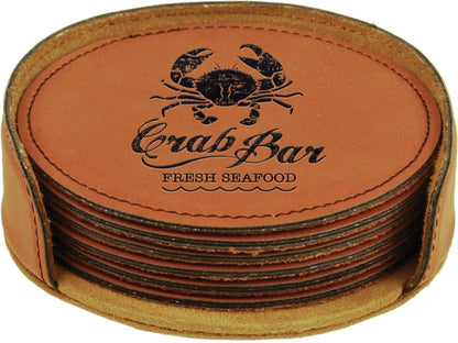 Round Leatherette 6-Coaster Set